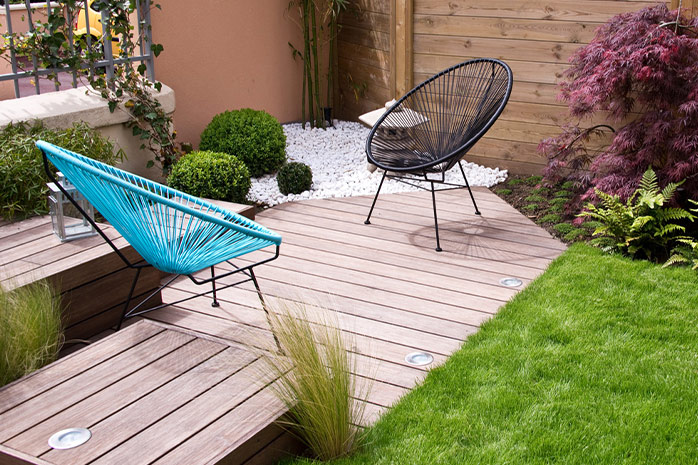 Le WPC offre également des possibilités de conception individuelles pour la forme de la terrasse
